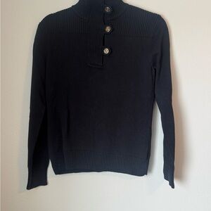 Women’s Lauren by Ralph Lauren Cotton Mock neck Snap Sweater in Black